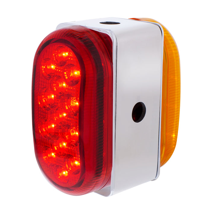 26 LED Dual Function Reflector Double Face Oval Light With Stainless Steel Bracket - Amber &amp; Red LED/Amber &amp; Red Lens