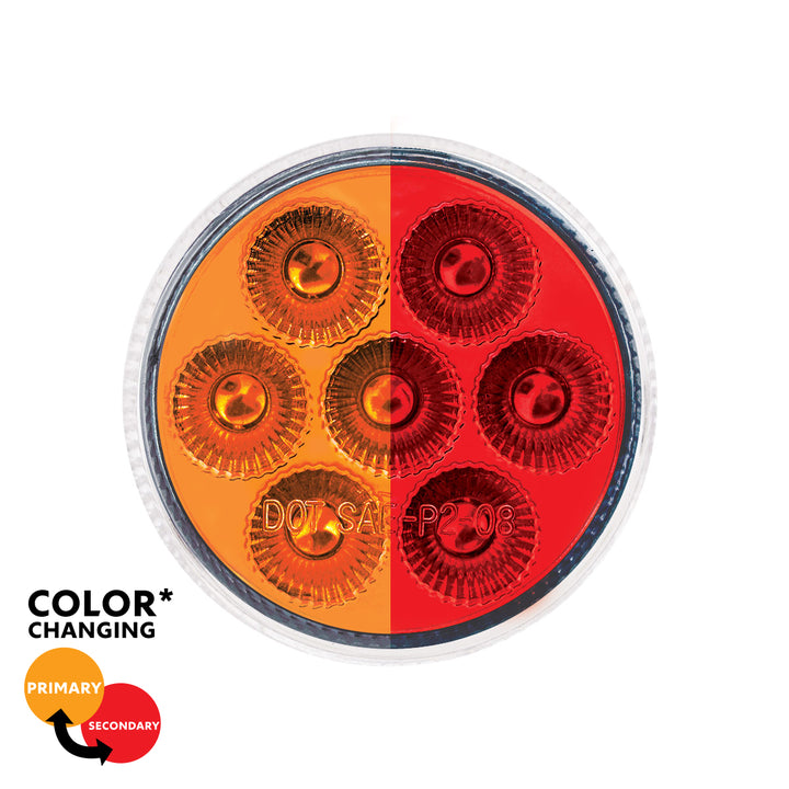7 LED 2" Round Double Fury Light (Clearance/Marker) - Amber &amp; Red LED/Clear Lens