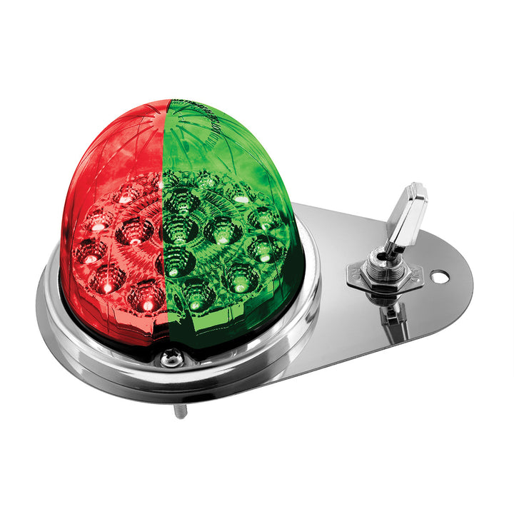 304 Stainless Steel Above Door Dome Light Kit W/ 17 LED Double Fury Watermelon For 1994-2025 KW W900 - Red &amp; Green LED
