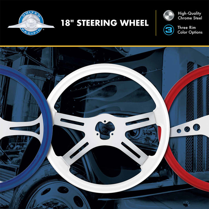 18" Color 4 Spoke Steering Wheel - Glacier White