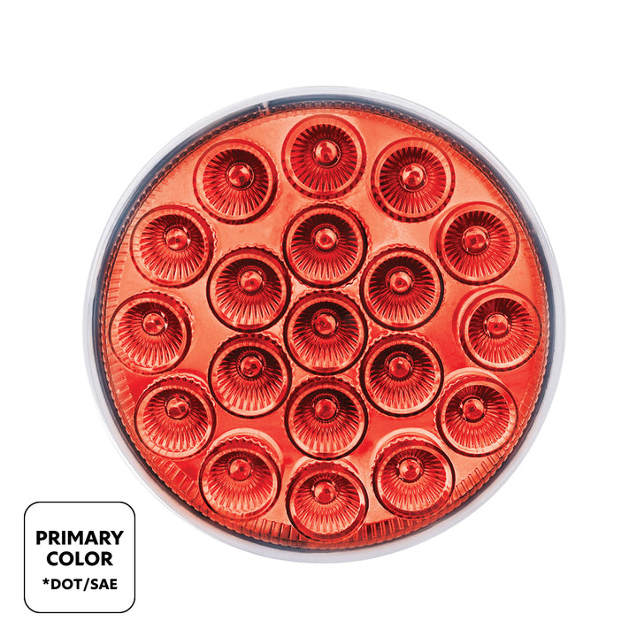 19 LED 4" Round Double Fury Light (Stop &amp; Turn) - Red &amp; Blue LED/Clear Lens