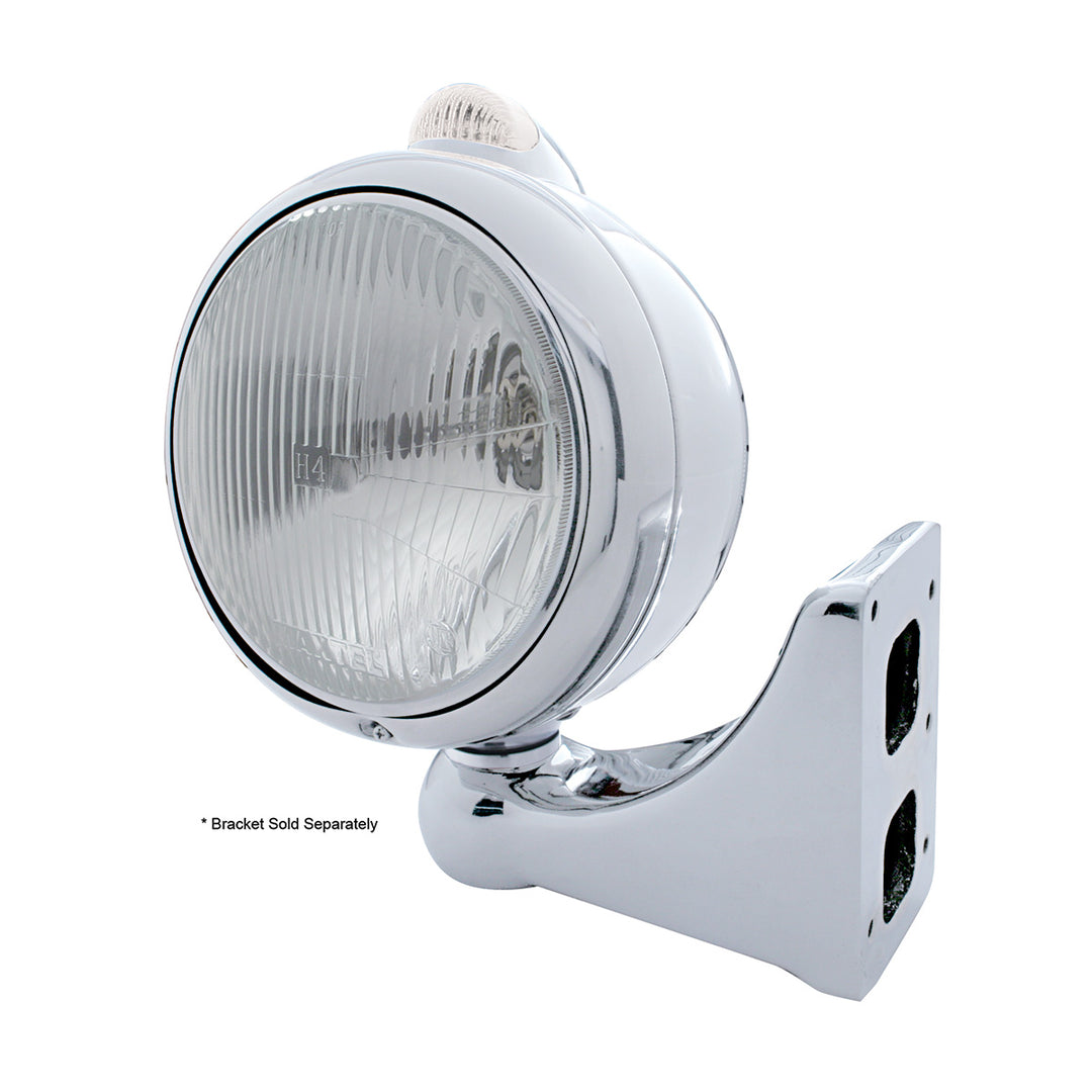 Chrome Guide 682-C Headlight H4 &amp; Dual Mode LED Signal - Clear Lens