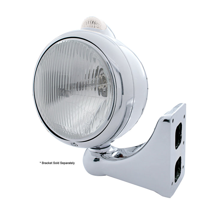 Chrome Guide 682-C Headlight H4 &amp; Dual Mode LED Signal - Clear Lens