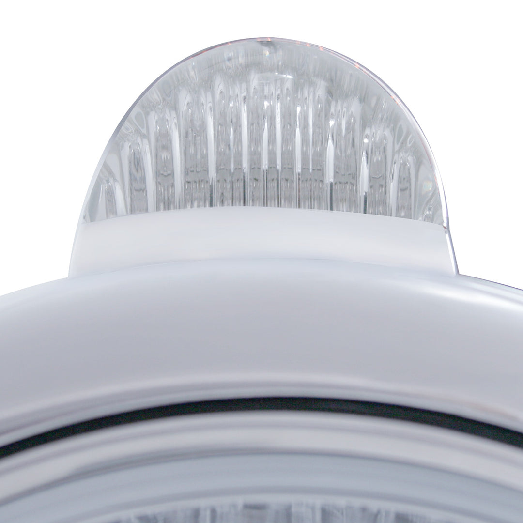 Stainless Steel Guide 682-C Headlight H4 With Amber LED &amp; Dual Mode LED Signal - Clear Lens