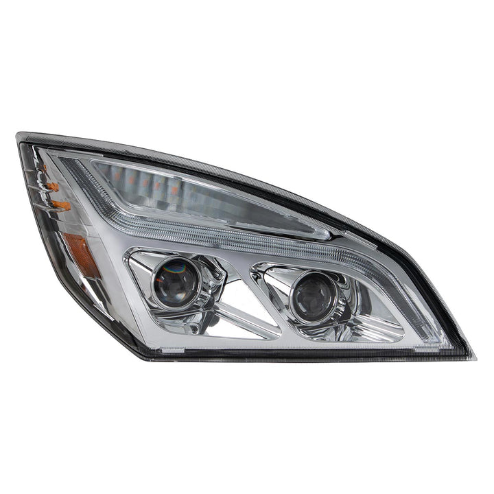 Chrome LED Projection Headlight With LED Position Light For 2018-2024 Freightliner Cascadia - Passenger