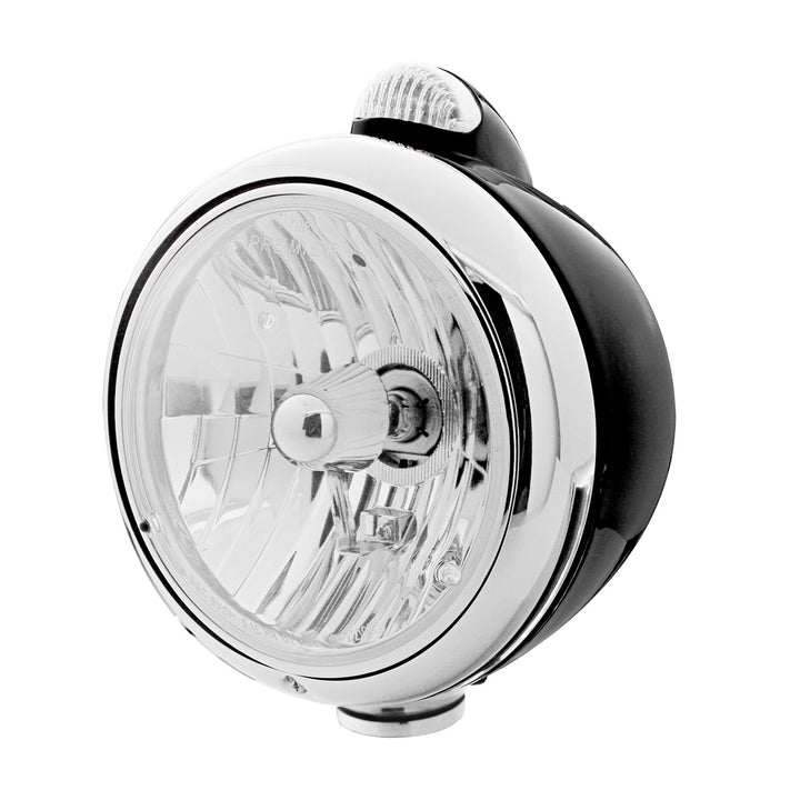 Black Guide 682-C Style Headlight Crystal H4 &amp; LED Signal - Clear Lens