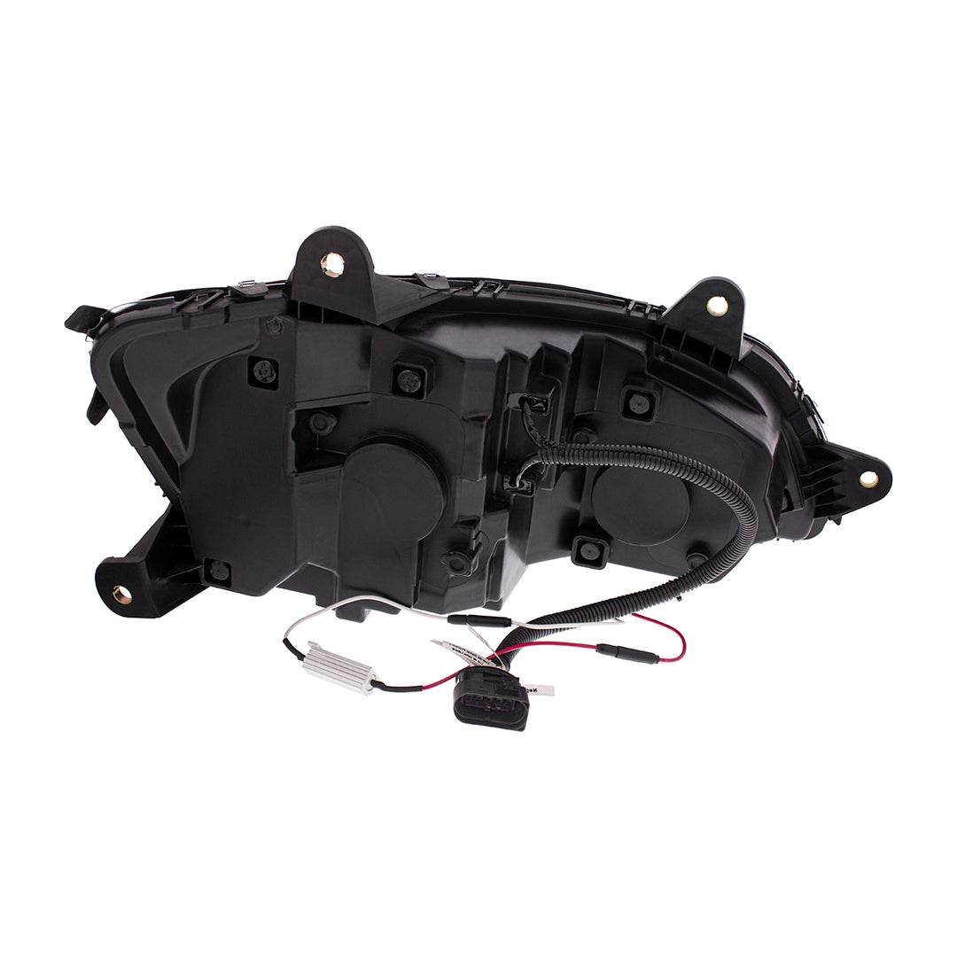 Black LED Headlight With Sequential Turn Signal &amp; Position Light Bars For 2008-17 Kenworth T660 - Driver