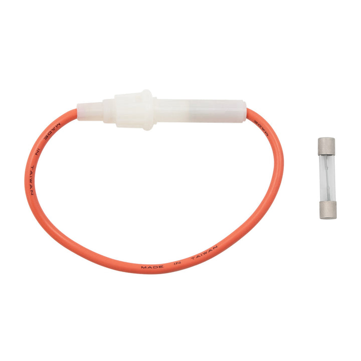 In - Line Glass Fuseholder 12 AWG 7" Wire w/ 30 Amp AGC Fuse, 1 Set.
