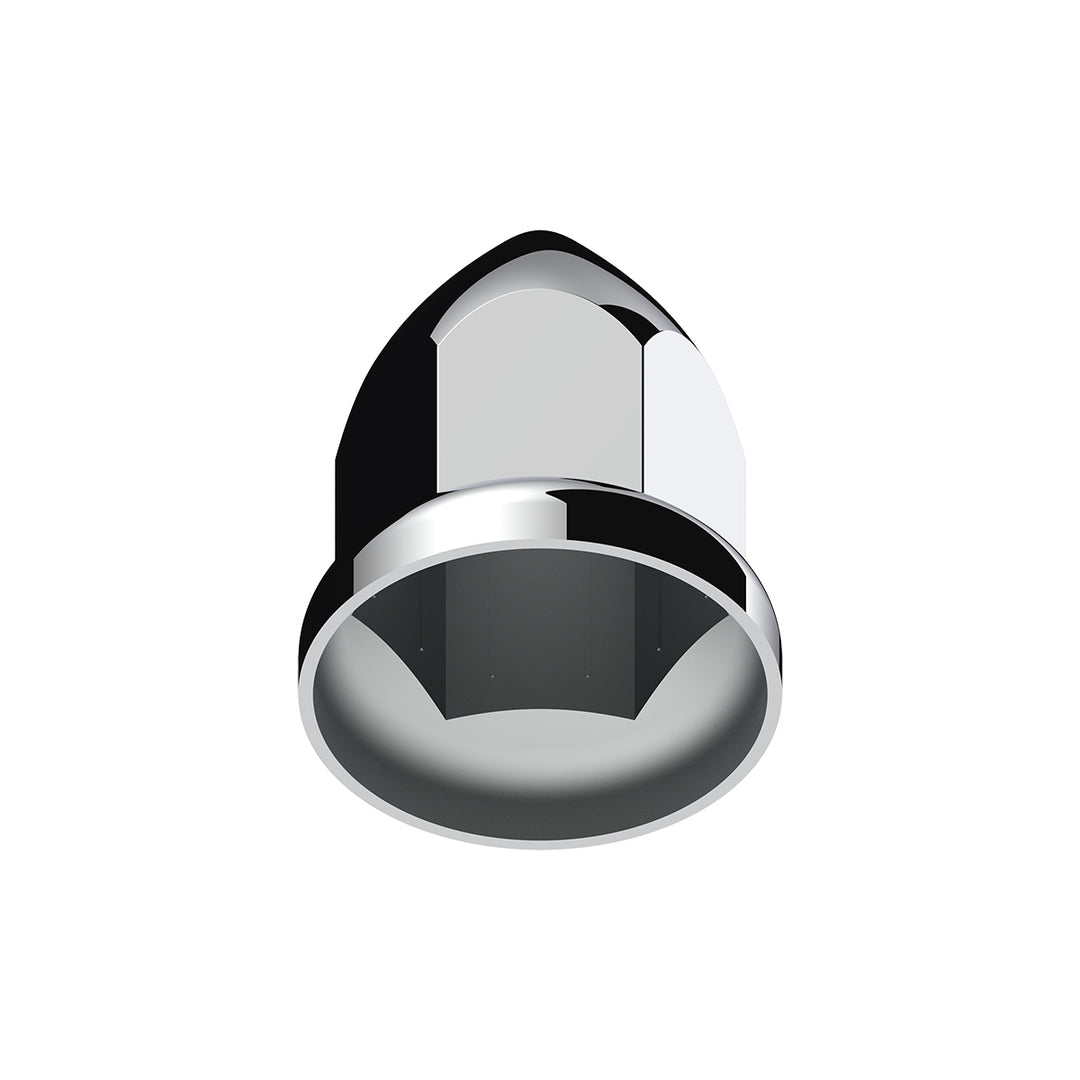 33mm X 2-3/8" Chrome Plastic Bullet Nut Cover With Flange - Push-On (Bulk)