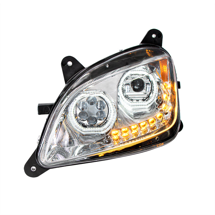 Chrome 10 LED Headlight For Peterbilt 587 (2010-2016) &amp; 579 (2012-2021) - Driver Side