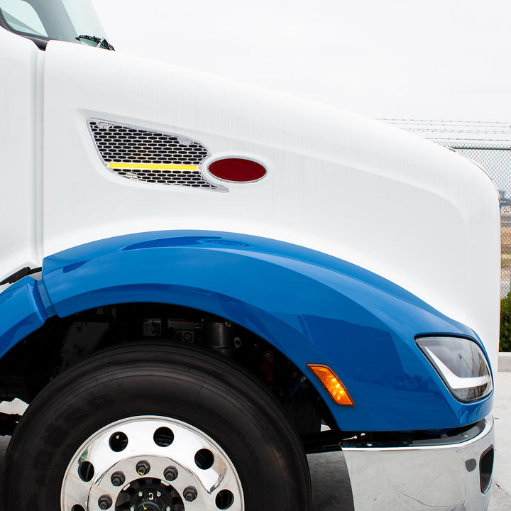 Chrome Air Intake Grille With LED GloLight For 2012-2021 Peterbilt 579 (Passenger) - Amber LED/Clear Lens