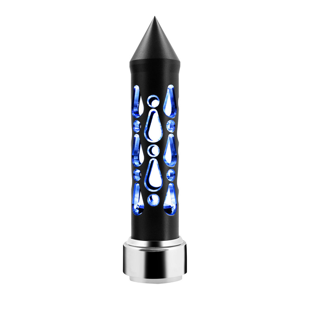 Thread-On Brooklyn Style Spike Gearshift Knob With LED 9/10 Speed Adapter - Matte Black/Blue LED