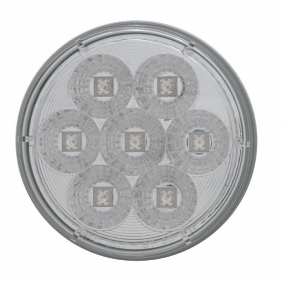 2" Bolt Pattern Stainless Steel Spring Loaded Bar With 6 x 4" 7 LED Lights &amp; Visors - Red LED/Clear Lens (Pair)