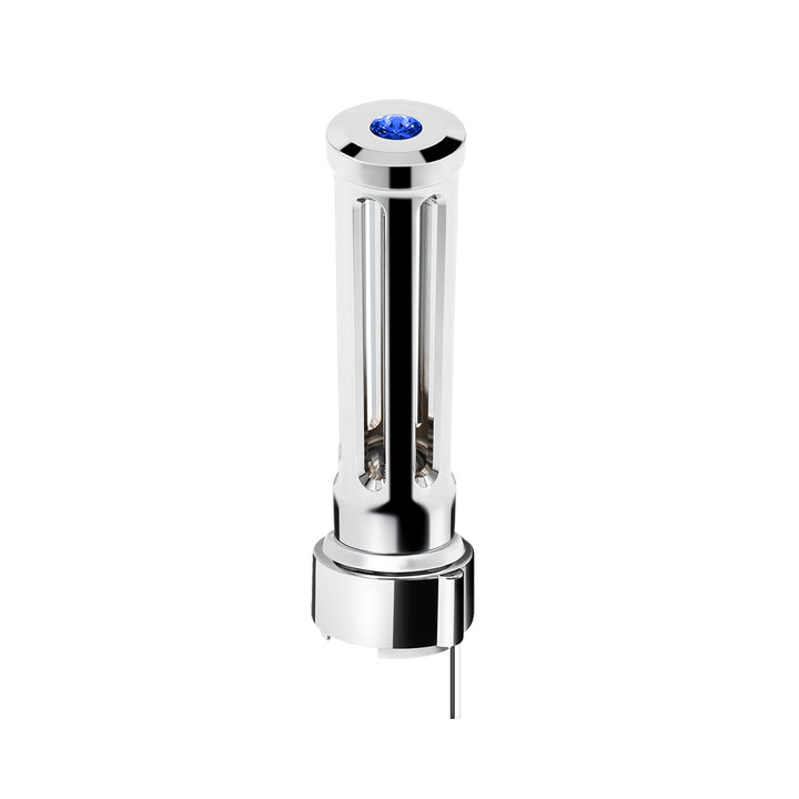 Thread-On Chrome Sonoma Style Gearshift Knob With LED 9/10 Speed Adapter - Blue Crystal/Blue LED