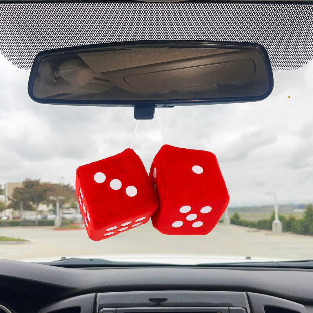 3" x 3" Classic Fuzzy Dice, Red (Pair)
