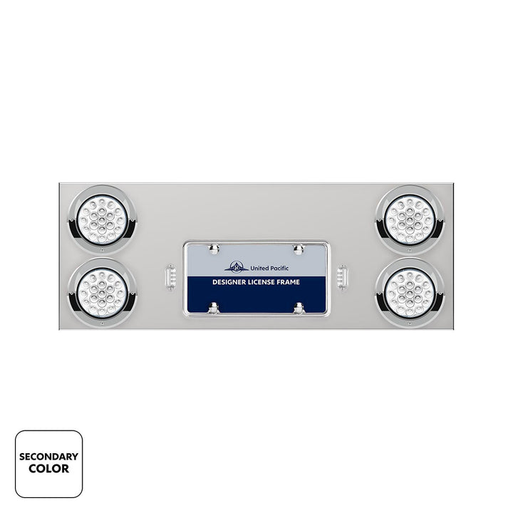 33-3/4" Stainless Steel Rear Center Panel With 4 x 19 LED 4" Double Fury Lights &amp; Visors - Red &amp; White LED