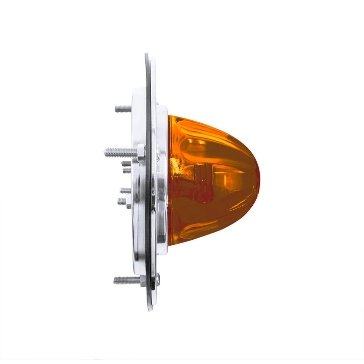 Dual Function Glass Watermelon Sleeper Bunk Kit With 304 Stainless Steel Bezel &amp; LED Bulb - Dark Amber Lens/Amber LED