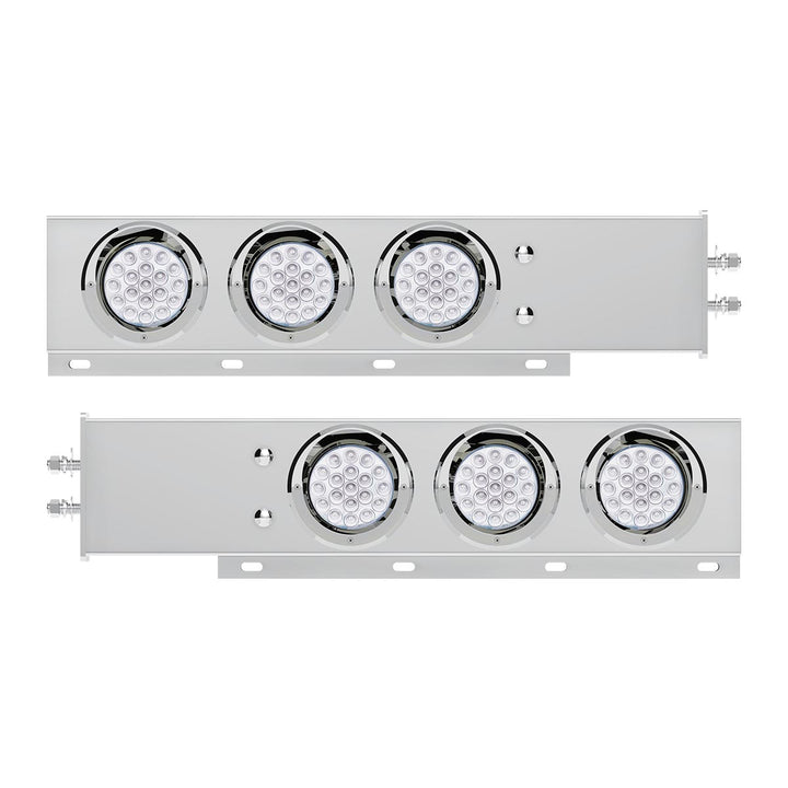 2" Bolt Pattern Stainless Steel Spring Loaded Light Bar With 6X Double Fury 19 LED Lights &amp; Visors - Red &amp; Amber LED (Pair)