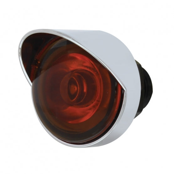 Stainless Steel Front Air Cleaner Bracket With 22 x 3 Amber LED 3/4" Mini Lights &amp; Visors For Peterbilt - Amber Lens