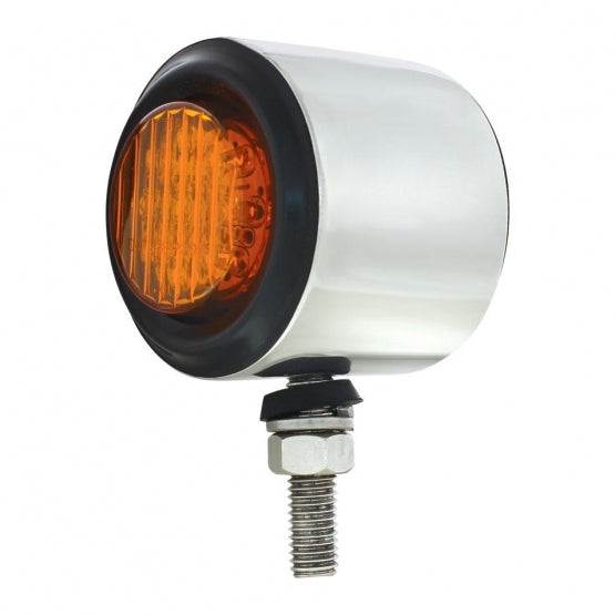 Stainless Steel 2" Double Face Light With 9 LED 2" Lights &amp; Grommets - Amber &amp; Red LED/Amber &amp; Red Lens