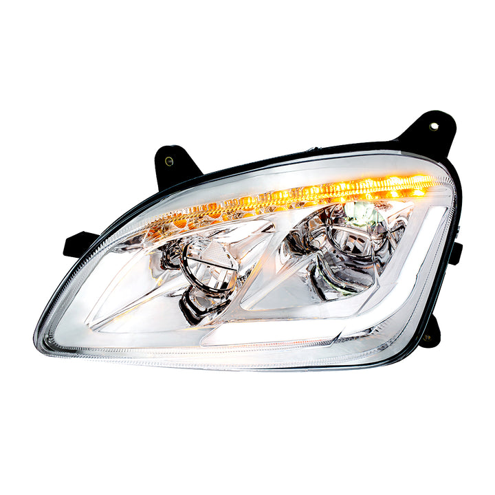 Chrome LED Headlight W/Sequential LED Turn Signal For Peterbilt 579 (2012-21) &amp; 587 (2010-16) - Driver