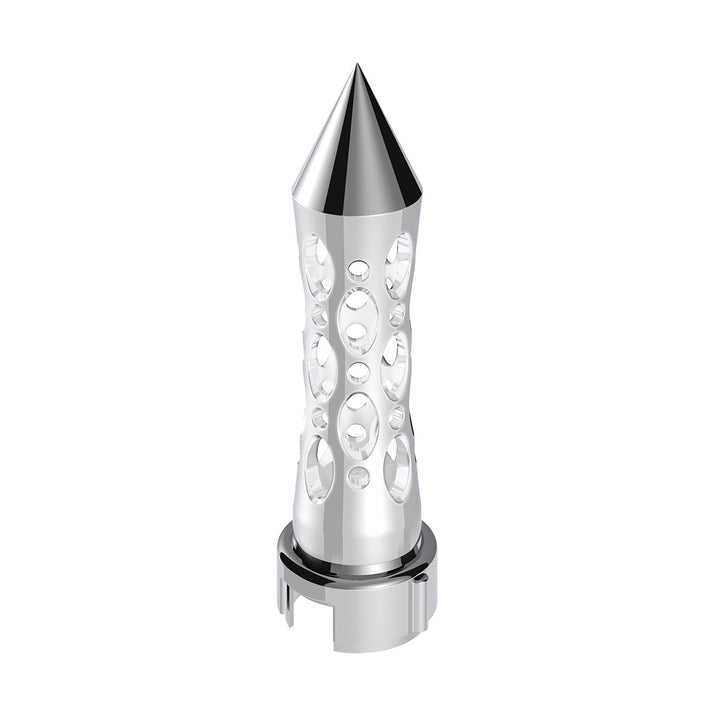 Thread-On Daytona Style Spike Gearshift Knob With LED 13/15/18 Speed Adapter - Chrome/White LED