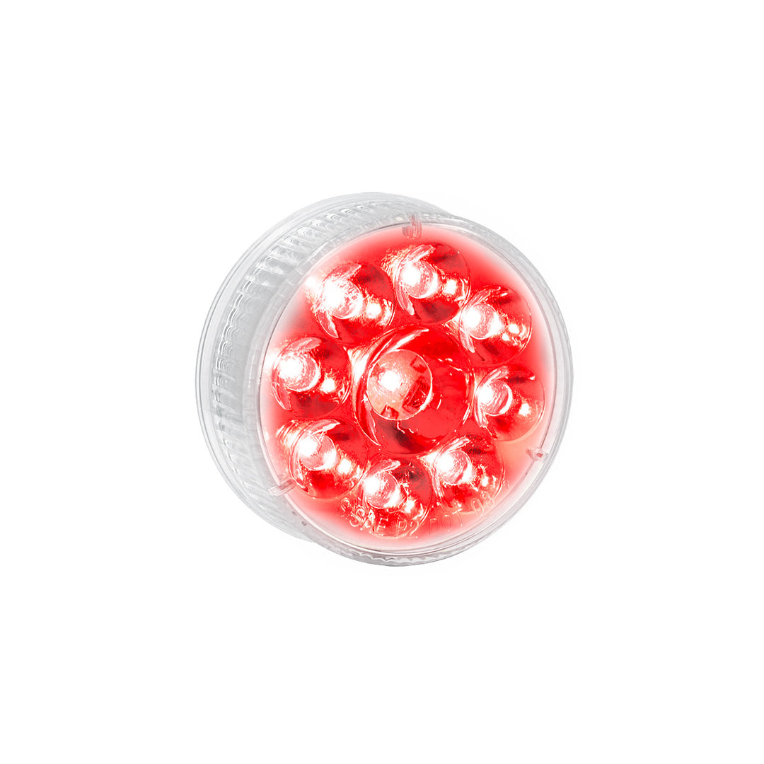 9 LED 2-1/2" Round Pure Reflector Light (Clearance/Marker) - Red LED/Clear Lens