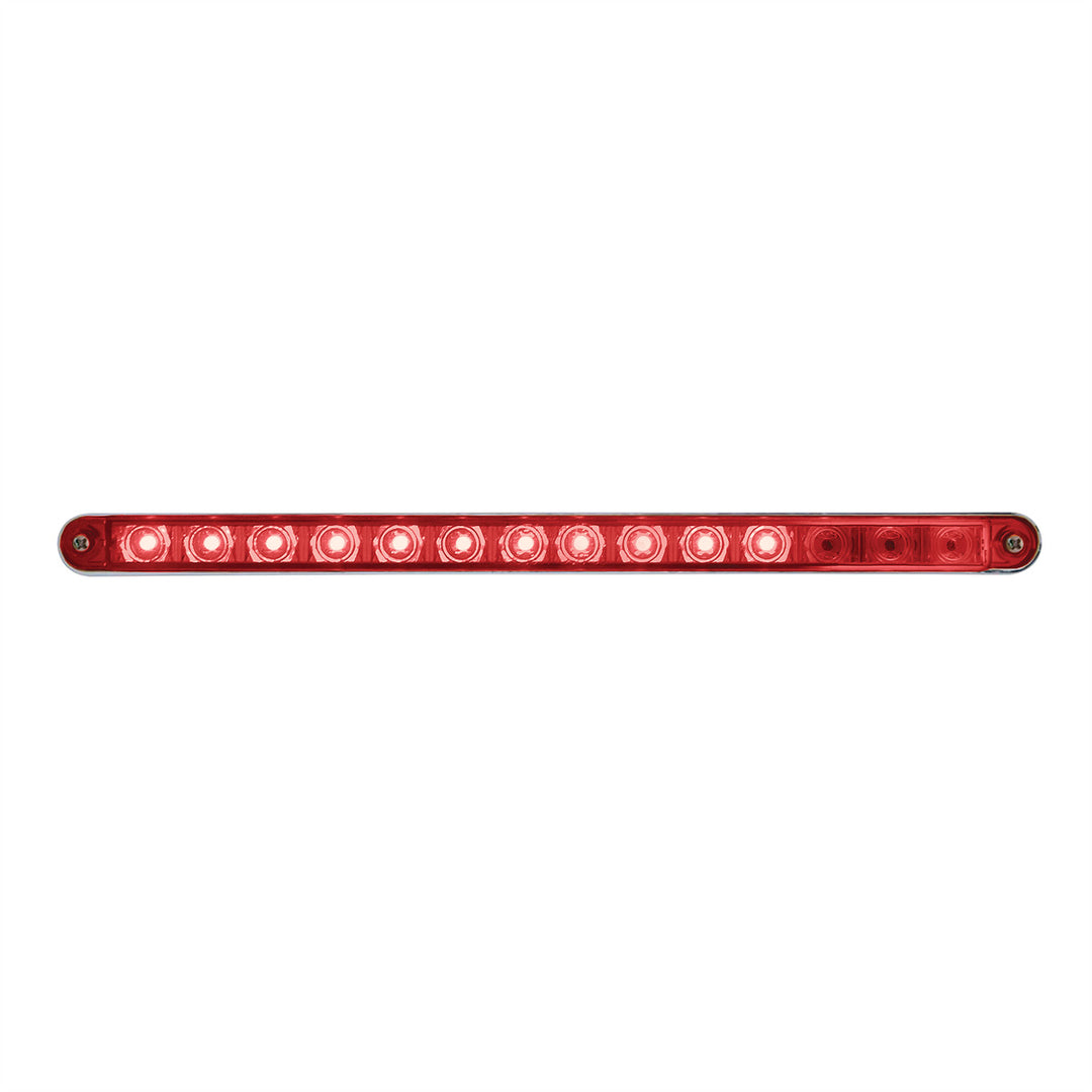 14 LED 12" Sequential Light Bar With Bezel - Red LED/Red Lens