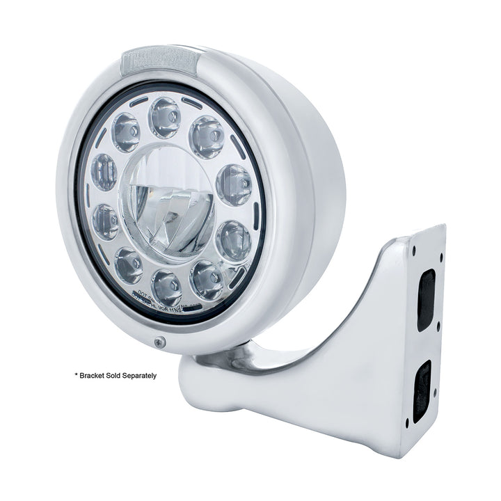 Stainless Classic Headlight 11 LED Bulb &amp; Dual Mode LED Signal - Clear Lens