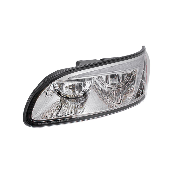 Chrome LED Headlight With Color Changing Position Light Bar For Peterbilt 386 (2005-2015) &amp; 387 (1999-2010) - Driver