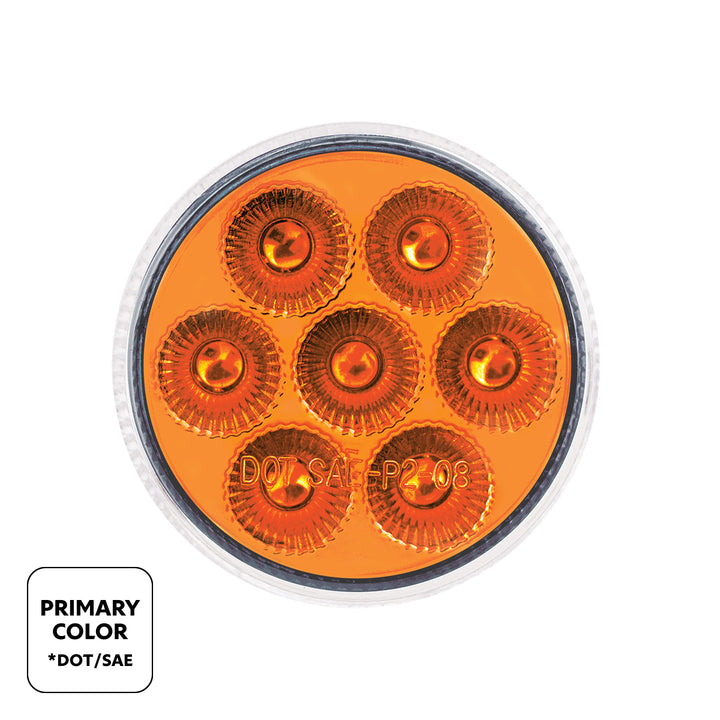 7 LED 2" Round Double Fury Light (Clearance/Marker) - Amber &amp; Green LED/Clear Lens