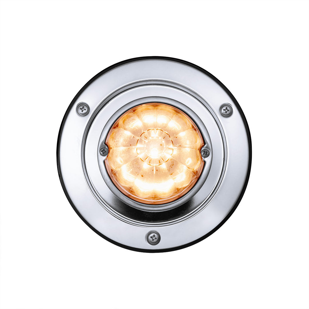 17 LED Dual Function Watermelon Sleeper Bunk Kit With 304 Stainless Steel Bezel - Amber LED/Clear Lens