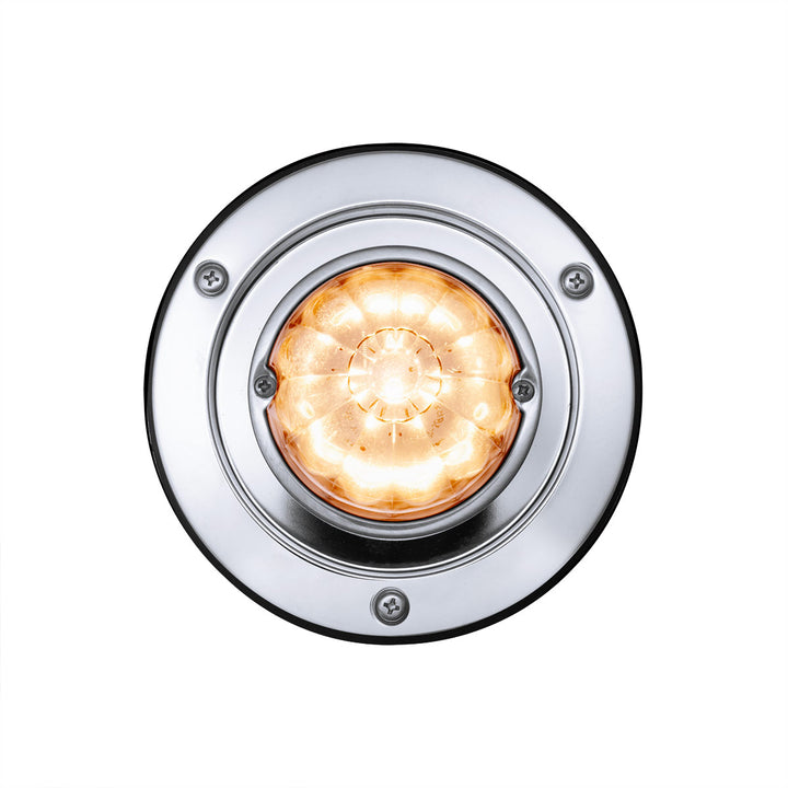 17 LED Dual Function Watermelon Sleeper Bunk Kit With 304 Stainless Steel Bezel - Amber LED/Clear Lens