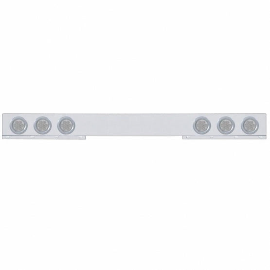 Stainless 1 Piece Rear Light Bar With 6 x 7 LED 4" Reflector Lights &amp; Bezels - Red LED/Clear Lens