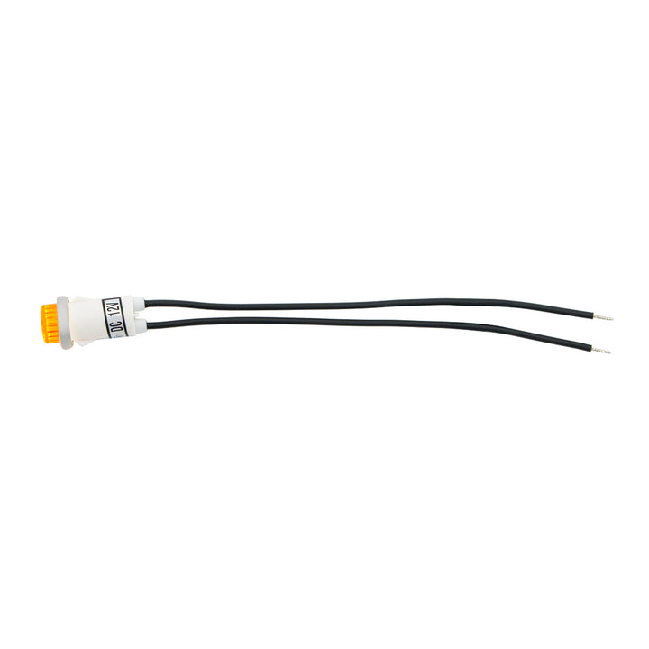 16 Amp 12V Amber Warning Light w/ 1/2" Panel Mount and Leads 1 Pc.