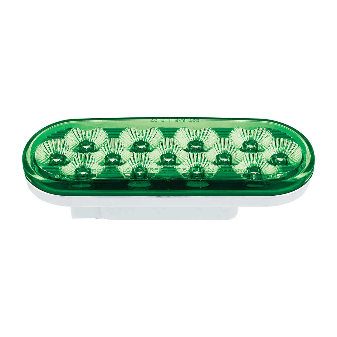 13 LED 6" Oval Double Fury Light (Turn Signal) - Amber &amp; Green LED/Clear Lens