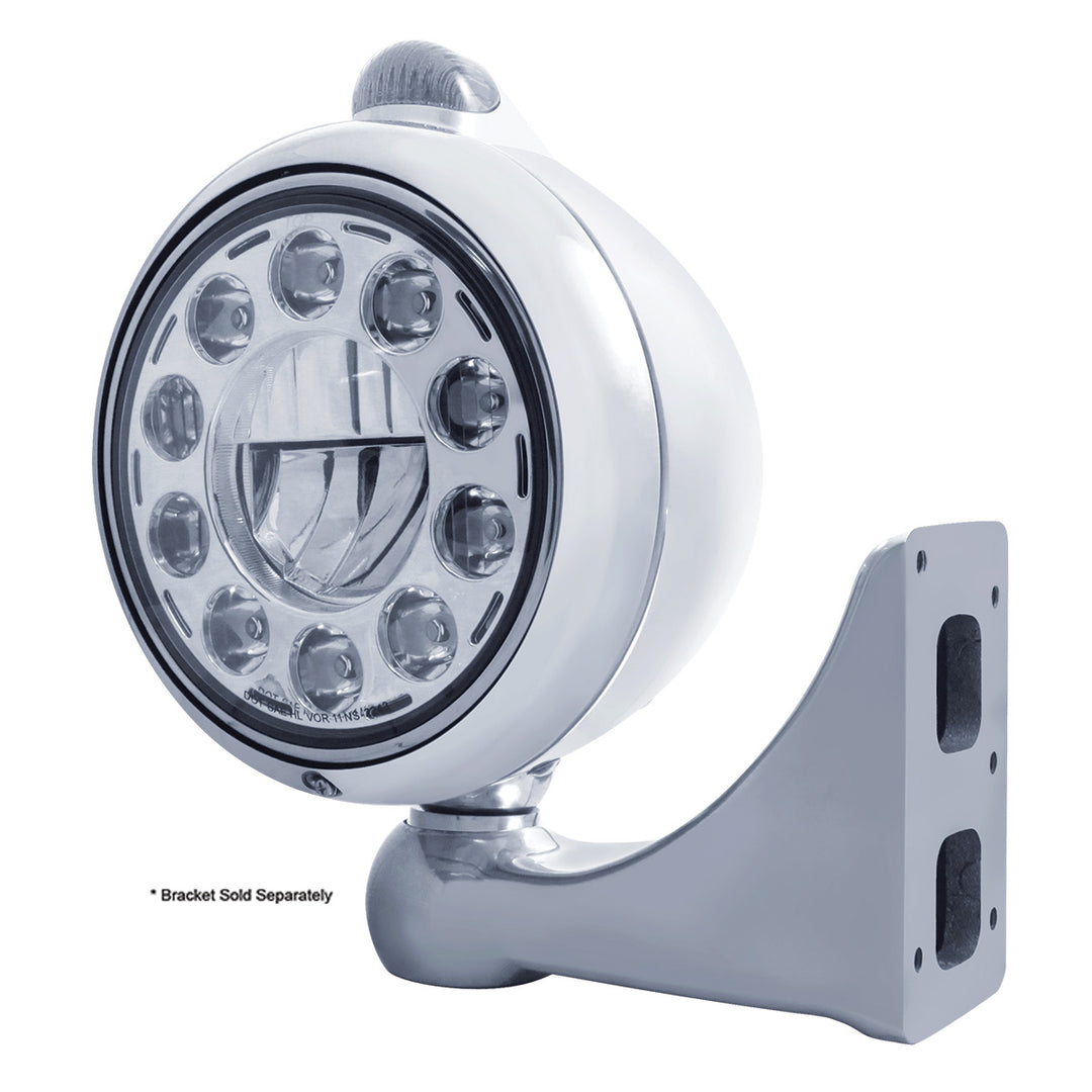 Chrome Guide 682-C Headlight 11 LED Bulb &amp; Dual Mode LED Signal - Clear Lens