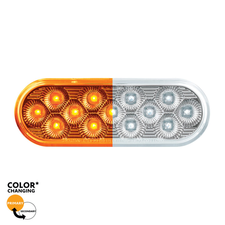 13 LED 6" Oval Double Fury Light (Turn Signal) - Amber &amp; White LED/Clear Lens