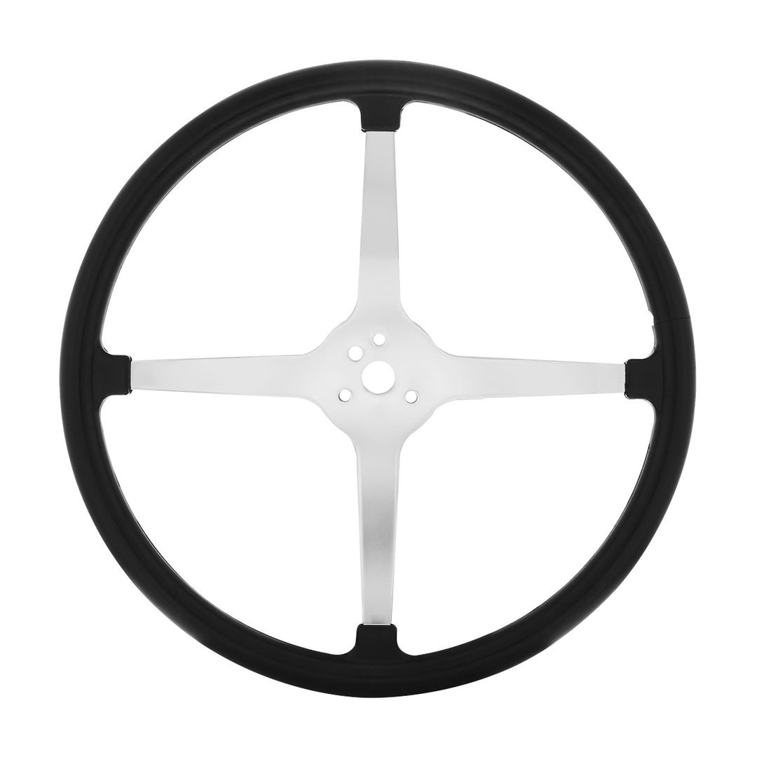 15" Chrome Plated 3-Bolt Track Style Steering Wheel With Rubber Grip