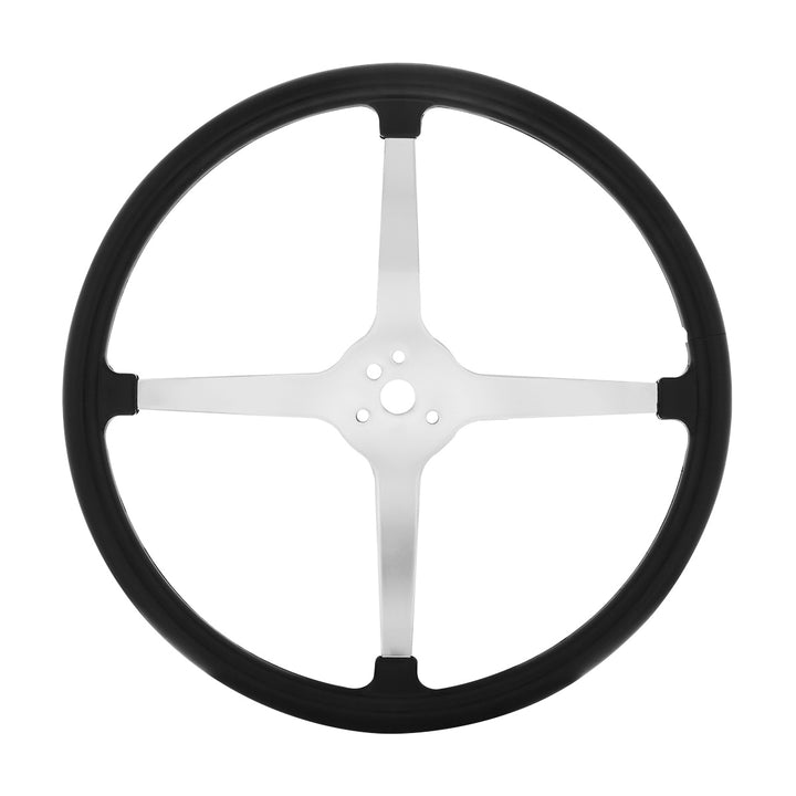 15" Chrome Plated 3-Bolt Track Style Steering Wheel With Rubber Grip