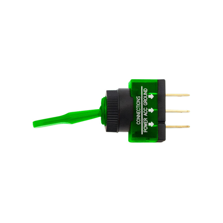Green Illum Toggle 20 Amp 12V S.P.S.T. On/Off 1 Pc.