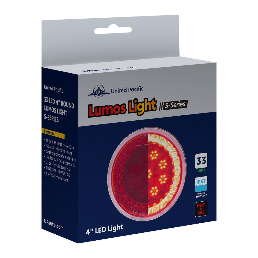 33 LED 4" Round Lumos Light S - Series (Stop, Turn &amp; Tail) - Red LED/Red Lens