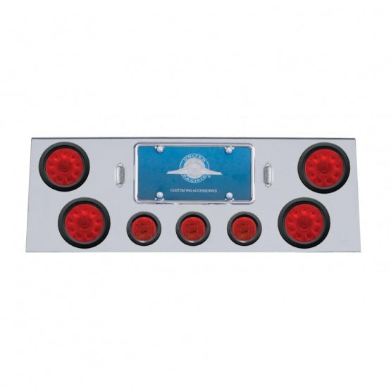 Stainless Steel Rear Center Panel With 4 x 10 LED 4" Lights &amp; 3 x 13 LED 2-1/2" Lights - Red LED &amp; Lens