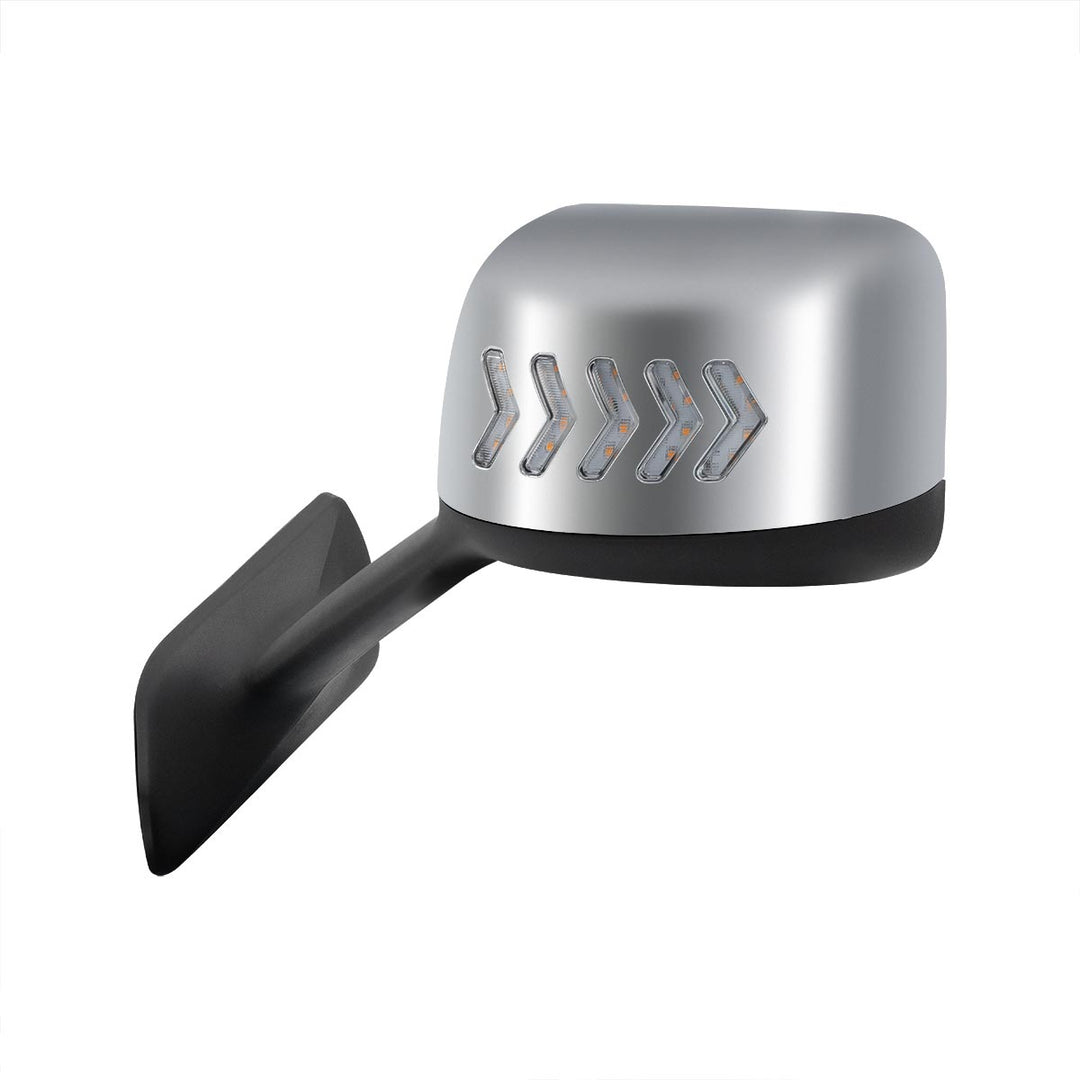 Chrome Plastic Hood Mirror Assembly With Sequential LED Turn Signals For 2018-2024 International LT - Driver