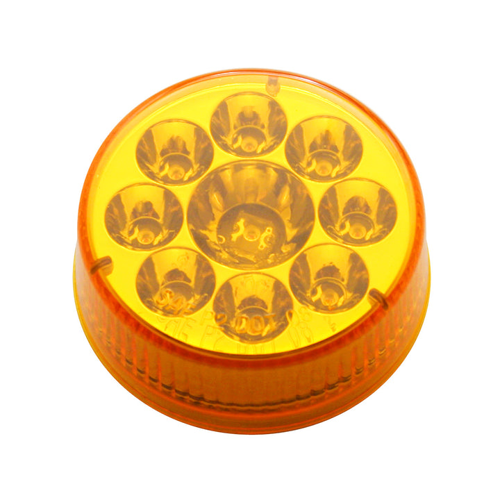 9 LED 2-1/2" Round Pure Reflector Light (Clearance/Marker) - Amber LED/Amber Lens