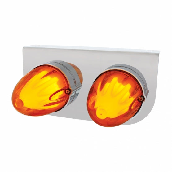 Stainless Light Bracket With 2 x 9 LED Dual Function Watermelon GloLight - Amber LED/Amber Lens