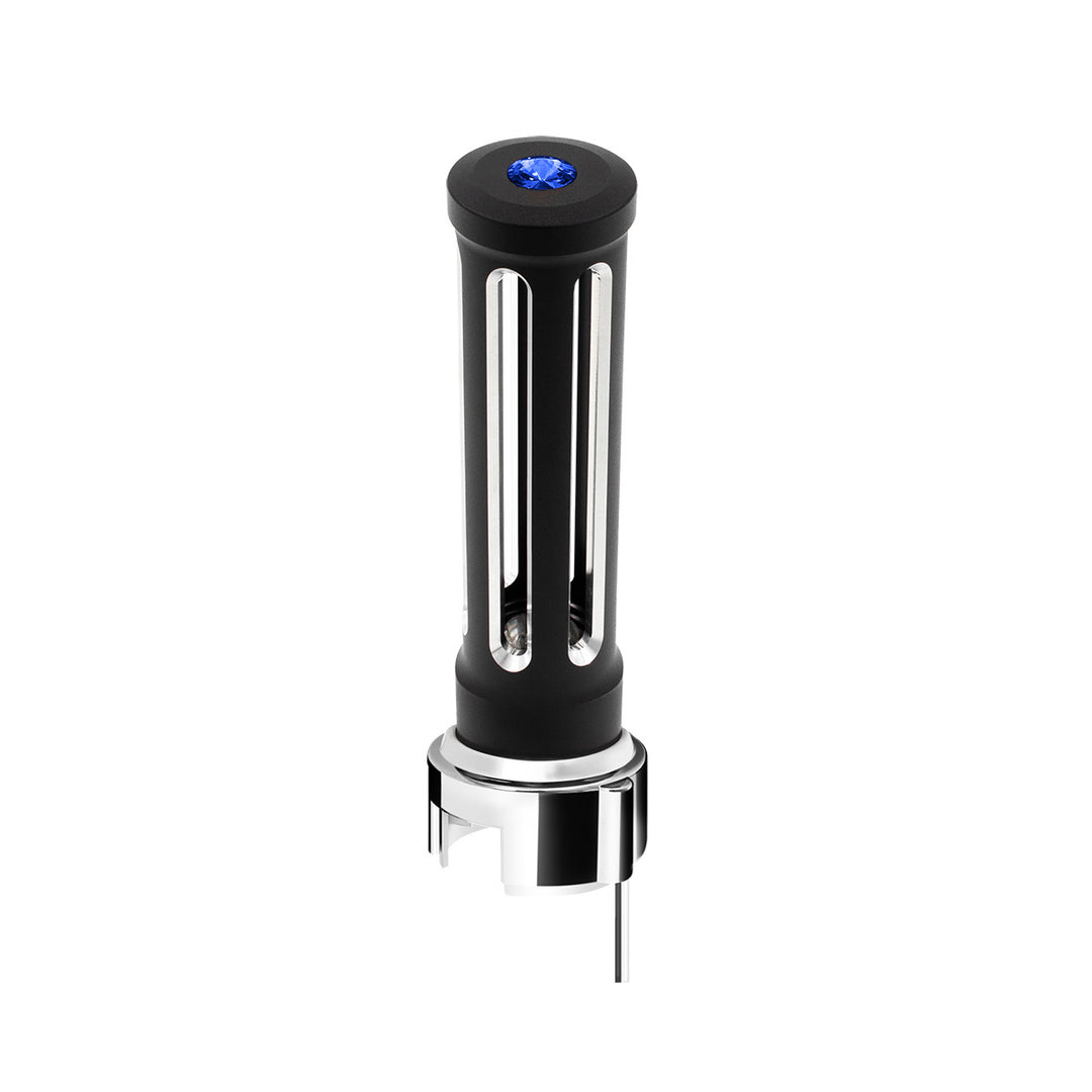 Thread-On Matte Black Sonoma Style Gearshift Knob With LED 13/15/18 Speed Adapter - Blue Crystal/Blue LED