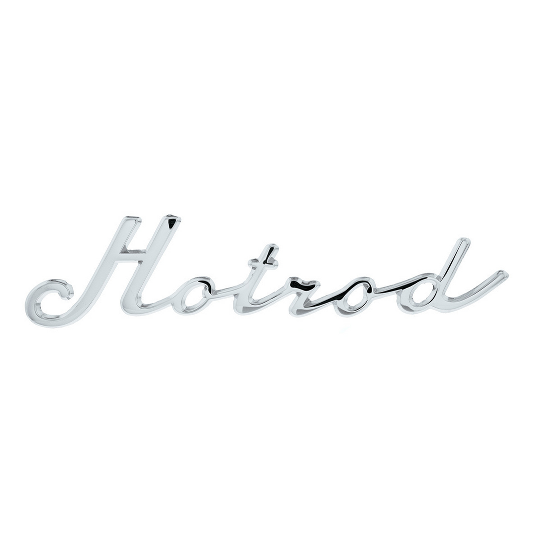 Chrome Hotrod Script Emblem With Mounting Studs