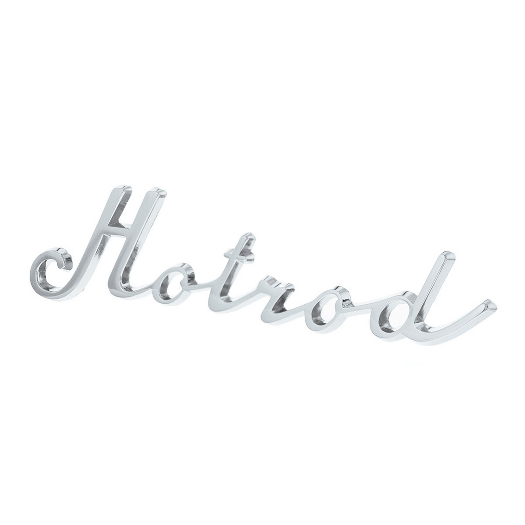 Chrome Hotrod Script Emblem With Mounting Studs