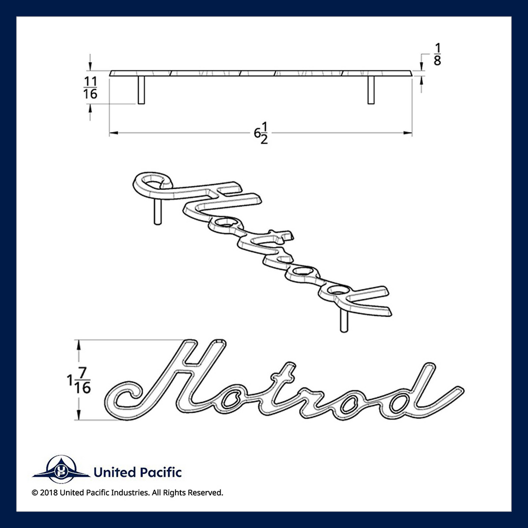Chrome Hotrod Script Emblem With Mounting Studs